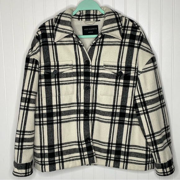 All Saints Jackets & Blazers - AllSaints Luella Check Jacket Black White Buffalo Plaid Medium Sherpa Lined